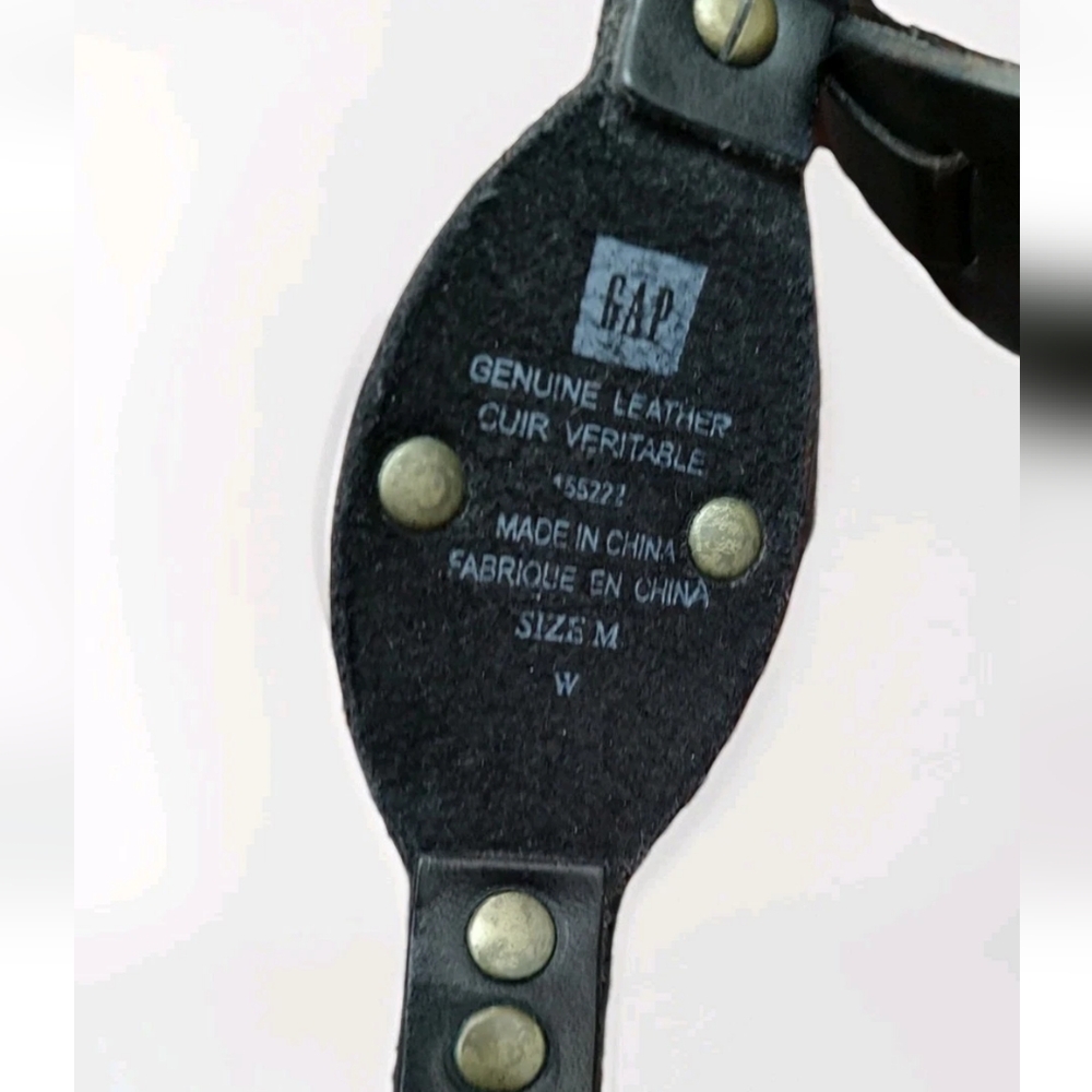 Gap Black Leather Retro Style Link Belt With Looped & Stud Closure - Picture 3 of 7
